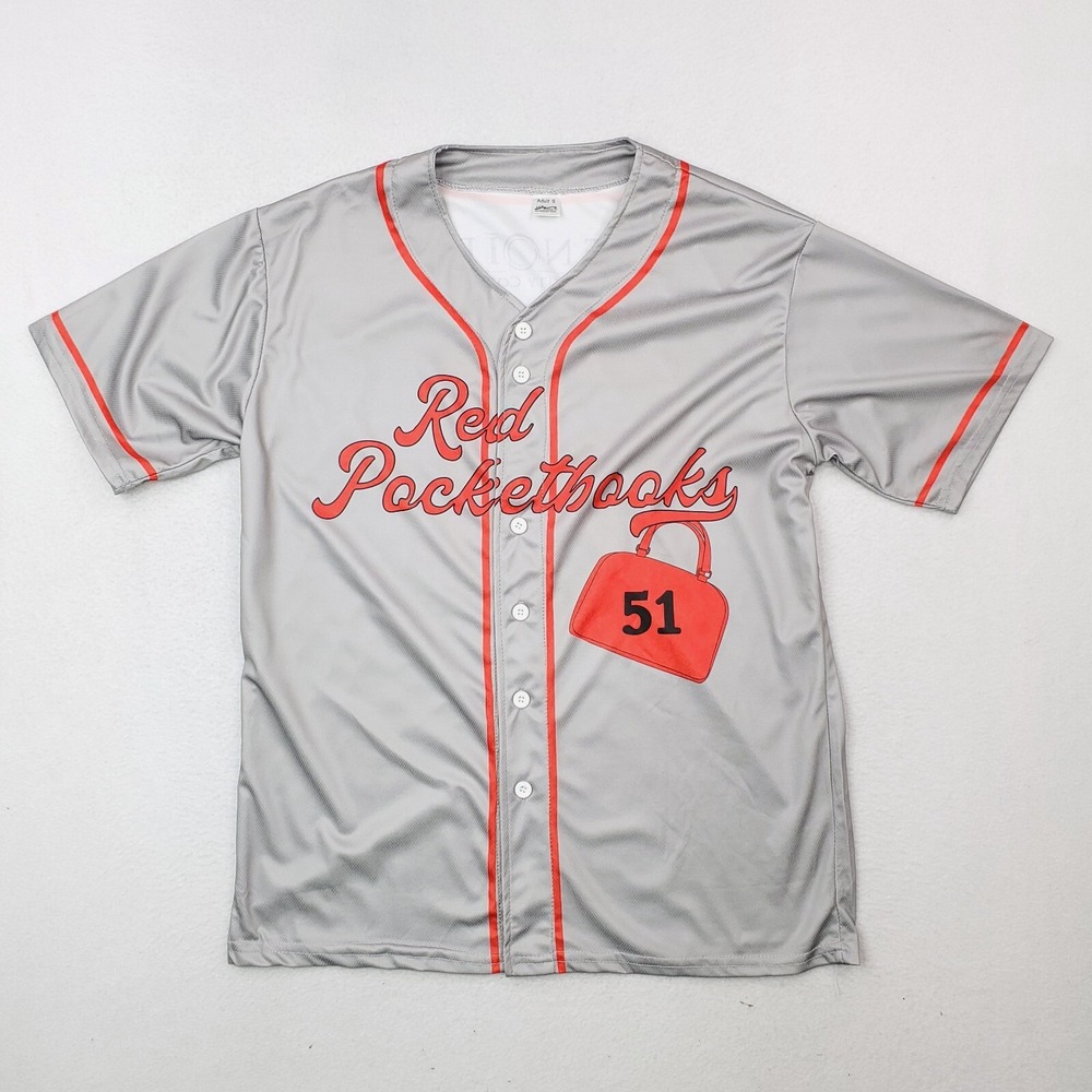 Down East Wood Ducks Jersey Mens Small Gray Red Pocketbooks Woodies Kinston MiLB
